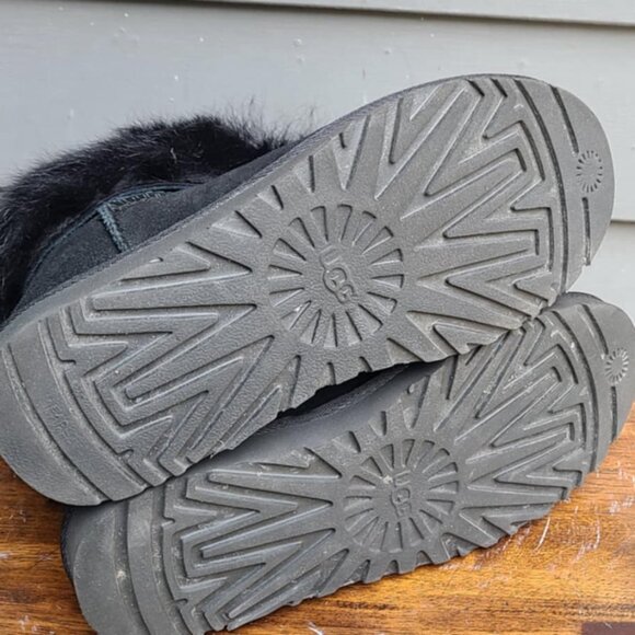 UGG Black Valentina Suede Boots with Shearling size 7 1/2" - Picture 6 of 12